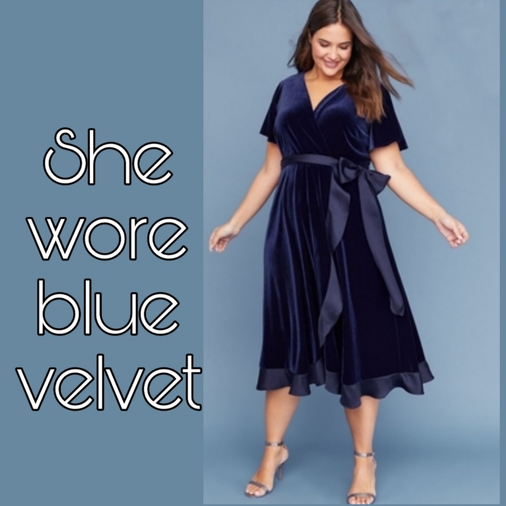 Blue Velvet Fit & Flair Dress